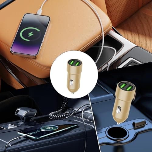 Metal USB Car Charger Portable Safe Auto Adapter Gold — view 4