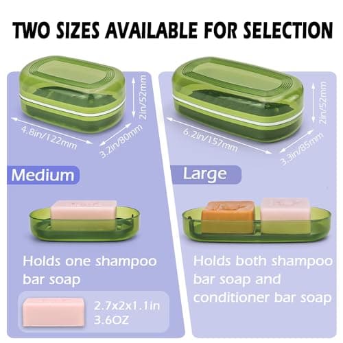AIDIMMING Travel Soap Case, Bath Soap Holder, Bar Soap Dish with Lid for Traveling,Portable Bar Soap Container for Traveling, Camping, Gym, Bathroom (Green) — view 5