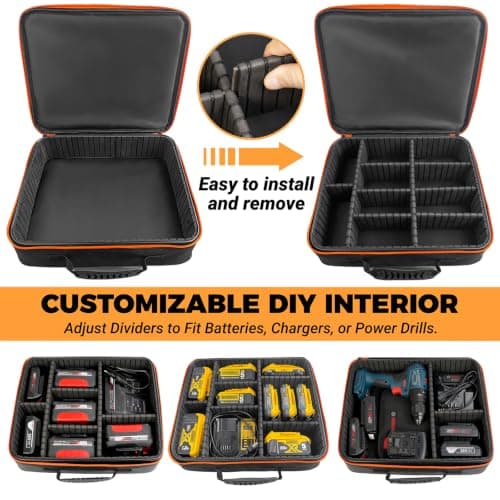 otuiaim Portable Tool Storage, Carrying Case Bag for Batteries & Chargers — view 3