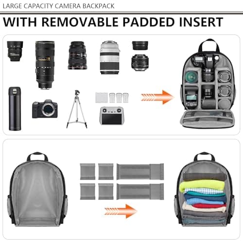 LN COZY CORNER Camera Backpack, Waterproof Photography Backpack with Anti-Theft Design, Professional Camera Bag for Travel, Lightweight & Durable, Fits Laptop, Tripod, and Accessories (Black) — view 4