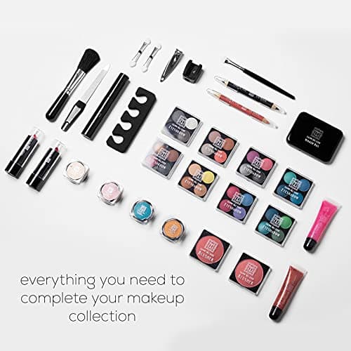 Dawn Till Dusk 54 Pieces Makeup Set with Travel Vanity Box by Envie, Includes Eyeshadow Palette, Lip Gloss, Lipsticks, Manicure Set, Makeup Brushes, Compact Mirror and Much More - (Rose Gold) — view 3