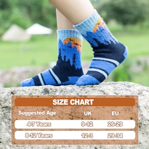 BONANGEL Kids Thermal Merino Wool Socks Thick Walking Cosy Socks Boys Girls — view 3