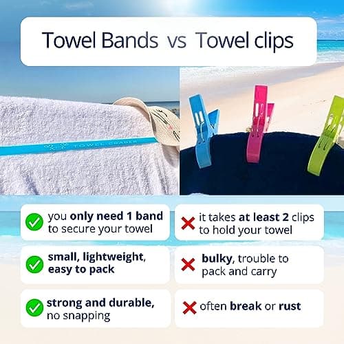 Towel Bands (6-Pack), Beach, Pool & Cruise Chairs, Extra Durable, No Snapping, Cruise Ship & Beach Essentials, Great Alternative to Beach Towel Clips — view 4