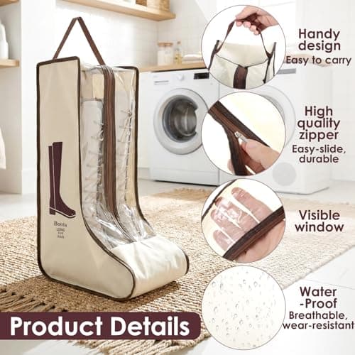 XLIUAX Large Portable Boots Storage Bag, Dust-Proof Boots Protector — view 3