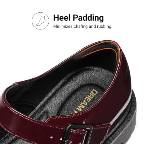 DREAM PAIRS Women's Chunky Mary Jane Flats,Burgundy,5.5 — view 6