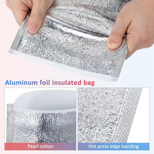 Gatuida 50pcs Aluminum Foil Insulation Bags Thick Disposable Food Fresh-keeping Pouches for Picnic Lunch Travel Camping Thermal Heat and Cold Preservation — view 6