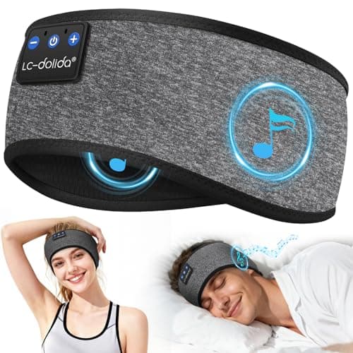 LC-dolida Sleep Headphones Headband Sleeping Headphones, Ultra Soft Bamboo Fibe Bed Headphones with HiFi Speakers Lightweight Sleep Music Headband for Travel/Meditation/Yoga/Audio books