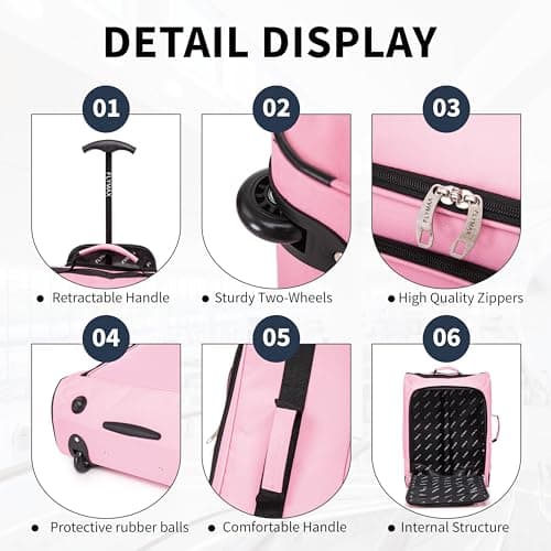 55x40x20 Ryanair Cabin Bag Hand Luggage Lightweight Suitcase Approved Carry on Luggage 1.4kg 44L Fits Pink — view 3