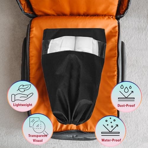 Travel Shoe Bags Set of 10 – Waterproof Drawstring Shoe Bags for Men & Women – Durable & Lightweight Shoe Storage Organiser for Travel, Black, Large 33x44cm — view 4