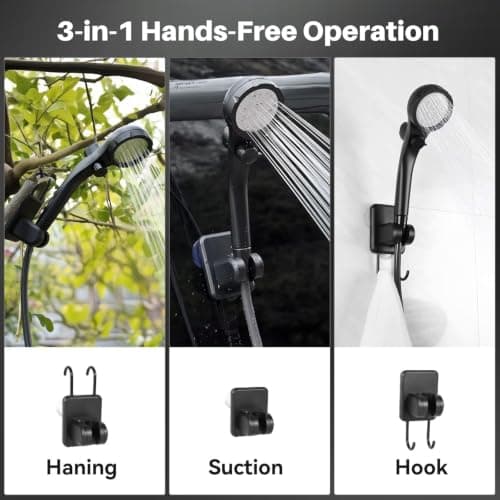 COOLIGO Camping Shower with Heater, 6000mAh Rechargeable Camping Shower with 2000W Immersion Heater, LED Display, Heated Outdoor Shower for Travel, Hiking, Car, Pet — view 6