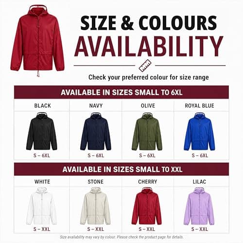Heatwave Hooded Raincoat Kagools Jacket Unisex Adult Men and Women Water-Resistant Lightweight Ideal for Spring Summer & Travel, Black XL — view 6