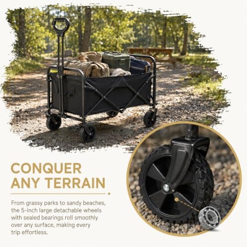 100L Festival Trolley, Heavy Duty Beach Trolley Cart with Adjustable Handle — view 5