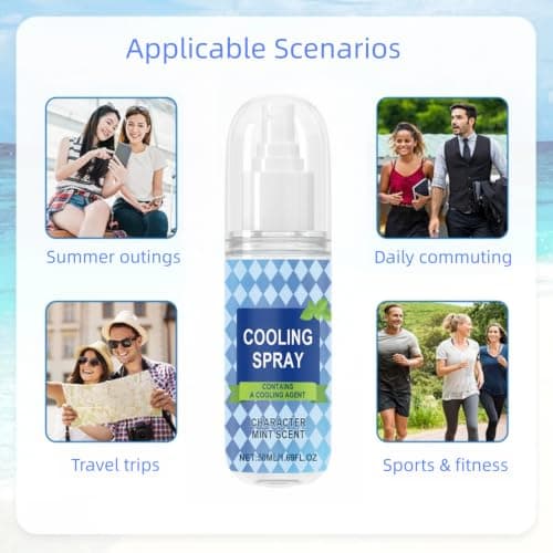 Cooling Spray for Hot Weather, Instant Cooling Spray & Mist Spray, 100ml Portable, Travel Size Body Mist, Long Lasting Heat Relief for Summer Outdoor Sports (3pcs) — view 4