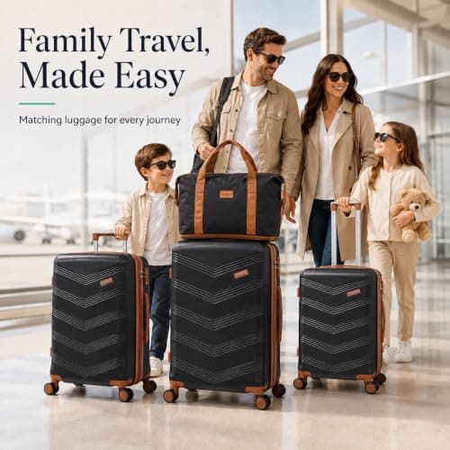 CONCEPTEN Expandable Hardshell Luggage Set 5 Piece, 22x14x9 Airline Approved Carry On, 20/24/28" Suitcase Set with TSA Lock, Spinner Wheels, ABS+PC (Black) — view 2