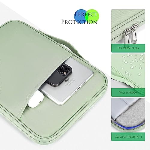 9-11 Inch Tablet Sleeve Case for 2023 Amazon Fire Max 11 Inch/Fire HD 10 Plus & Fire HD 10 Plus Kids Pro 10.1", 11-Inch iPad Pro M4 / Air 11 M3 M2 2025 2024/iPad 11th Tablet Carrying Bag(Green) — view 4