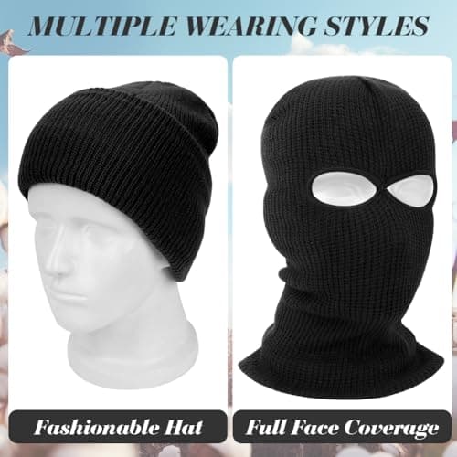 HAGOT 2 Hole Full Face Balaclava, Winter Knitted Balaclava, Ski Face Cover Unisex, Full Facecover for Outdoor Sports — view 4