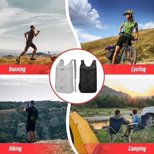 Sahunfri 2 Pcs Ultra Lightweight Backpack with Headphone Jack, Foldable Backpack Water Resistant Travel Rucksack, Multi-Functional Backpacks for Men Women — view 5