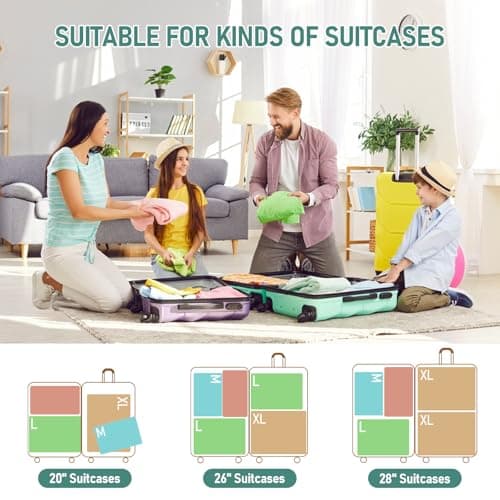Compression Packing Cubes for Travel, Travel Essentials Luggage Organizer bags for Suitcase, Durable Compression Travel Packing Cubes for Carry on Backpack — view 6