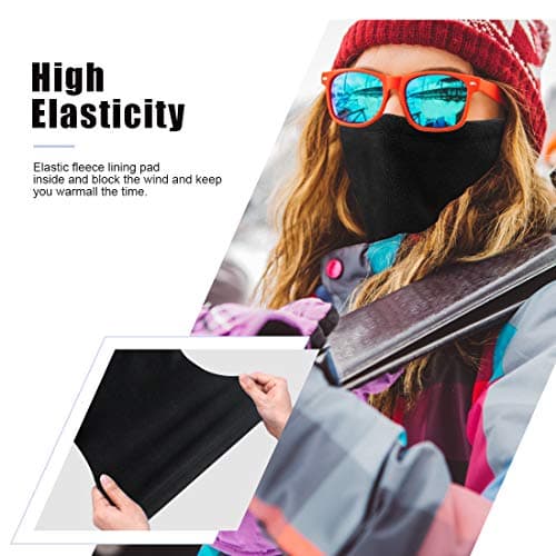 HEGCOIIE Neck Warmer Snood for Men & Women,Winter Neck Gaiter Fleece Bandana Face Covering Mask Windproof Neck Scarf Neckwear for Outdoor Sports Motorcycle Skiing Running Cycling (Black) — view 2