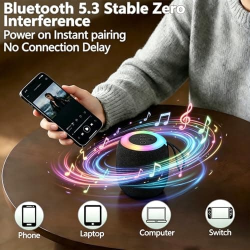 BDSKIIQ Bluetooth Speaker, 2026 Portable Bluetooth Speaker With Led Light, Louder Volume & Enhanced Bass, 20H Playtime, IPX7 Waterproof, USB C Fast Charge for Bathroom, Outdoor, Party, Travel, Sport — view 3