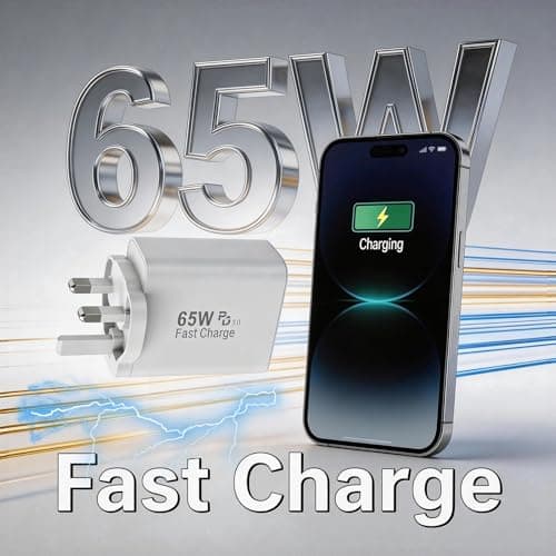 65W USB C Charger, 6-Port Multi Charger UK Plug, 3 Type-C & 3 USB-A — view 2