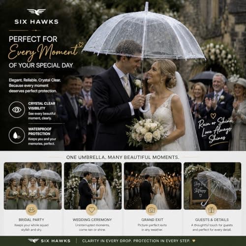 4 Pack Clear Transparent PVC Dome Umbrella Windproof Rain Protection, Large Coverage See Through Wedding, Bridesmaid & Bridal Umbrella, Party Parasol Rain & Photography Prop ,Premium Bubble Brollies — view 3