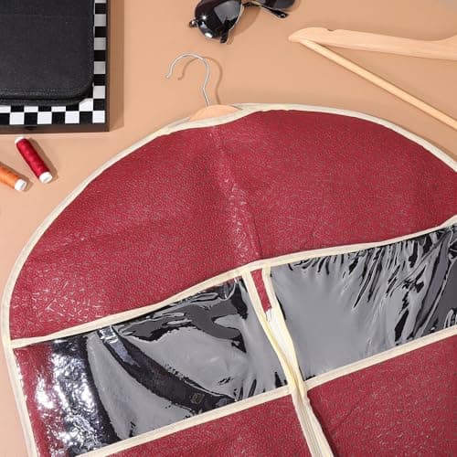 Embossed Garment Cover Suit Storage Bag Medium Burgundy — view 6