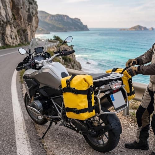 Luocute 8L 2Gal Motorcycle Crash Bar Bag (Yellow) — view 4