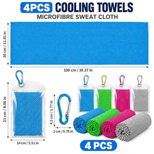 4PCS Gym Towels for Women, Gym Towel Men, Microfibre Towel Set with Carry Pouches and Clips for Fitness, Travel, Swimming and Outdoor Use — view 2