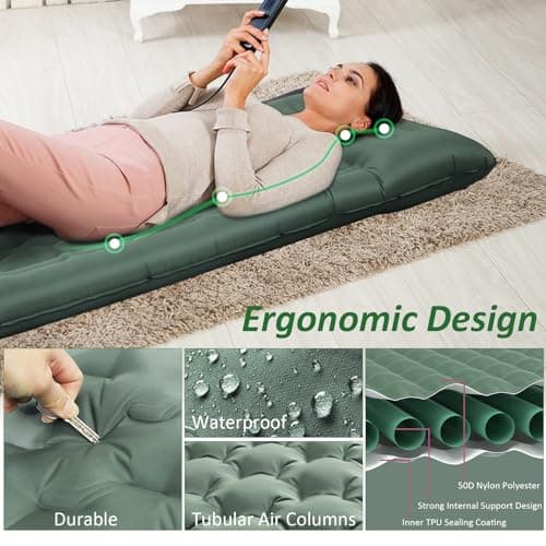 Camping Mat - 2025 Upgraded 12-15CM Extra Thick Self Inflating Camping Sleeping Mat, Reinforced Support Structure with Built-in Foot Pump and Pillow,Portable Sleeping Air Mattress for Tent Hiking — view 3