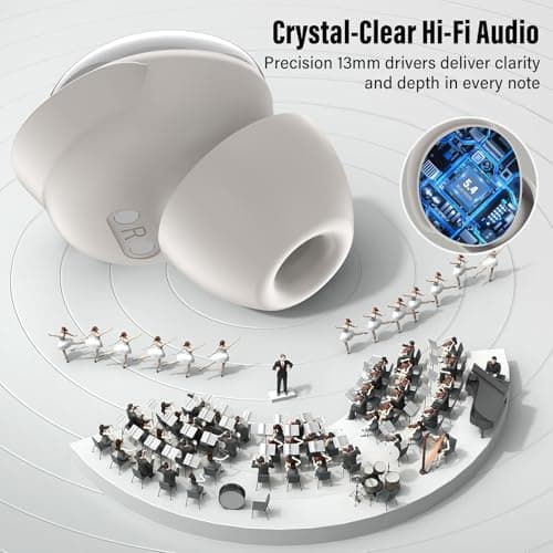 Wireless Earbuds with Smart Touch Screen, 2026 Mini Sleep Earbuds Bluetooth 5.4 Headphone In Ear with Noise Cancelling Mic, 48Hrs Playtime Hi-Fi Stereo Sound, 5 EQ Modes/IP7 Waterproof Ear Buds White — view 3