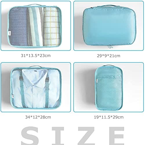 BillyBath Packing cubes Suitcase Organiser Set, 8 Pieces Clothes Bags Shoe Travel Cube Cosmetic for Suitcases Teal — view 6