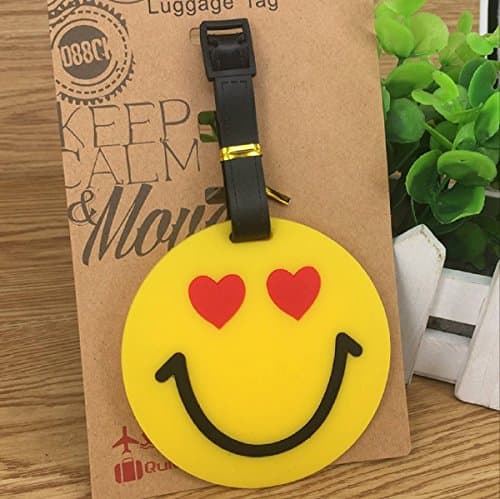 Travel Luggage Tags, Face Suitcase Travel ID Label Tags Holders, PVC Identifier Label Holders for Backpack(4 Pack Yellow) — view 6