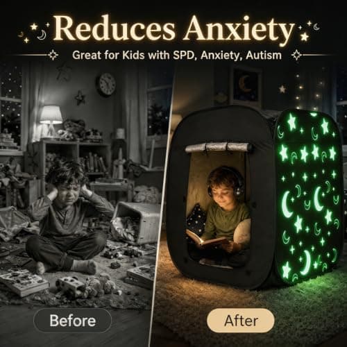 Normodic Sensory Tent, Blackout Sensory Tent for Kids, Pop Up Black Out Den for Autism, Calm Down Corner for Autistic Children Anxiety Relief with Travel Bag, Play and Relax Corner (Square) — view 3