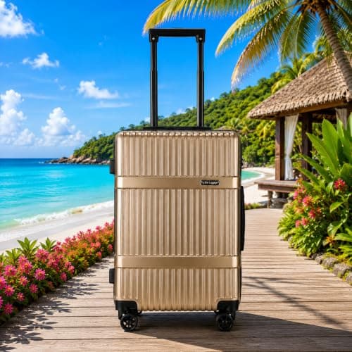 Fly Kite Luggage 24 Inch Medium Suitcase PC+ABS Hard Shell with Aluminium Trolley Handle Real TSA 3 Digit Secure Lock 360° Smooth Wheels Lightweight Suitcase Brown — view 3