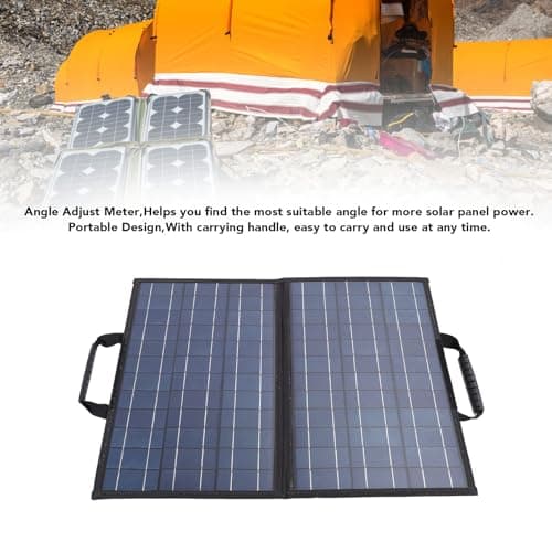 80 Watt 12 Volt Polycrystalline Solar Panel Starter Kit with Angle Adjust Meter Foldable 2 USB 1 Type C 1 DC Port Portable Solar Charger — view 3