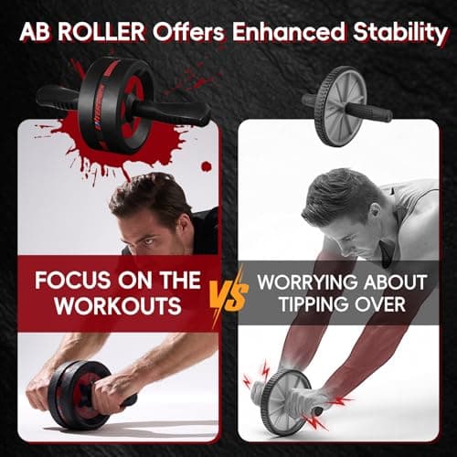 Ab Roller with Two Extra-Thick Non-Slip Knee Mat for Core Abs Rollout — view 2