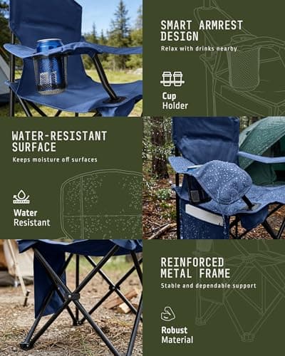 Voyager Folding Camping Chair 2-Pack, Lightweight with Pocket and Drinks Holder, Holds up to 120kg Each, Easy to Transport, Foldable Outdoor Chair Set - Navy — view 5