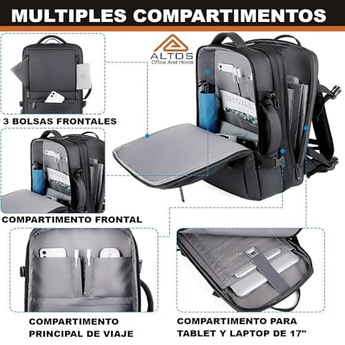 ALTOS OFFICE AND HOME. Expandable & Carry on Backpack, Extra Large 45L Airline Approved TSA, Synthetic Leather, Multiple Compartments, For Laptops up to 17", Water and scratch resistant, Comfortable, — view 5