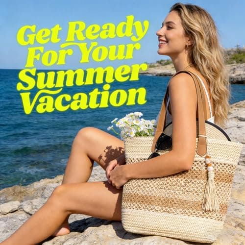 CorkAllin Straw Beach Tote Bag Women - 2026 Handwoven Straw Handbag with Zipper, Summer Purse Perfect for Vacation Travel Pool — view 6