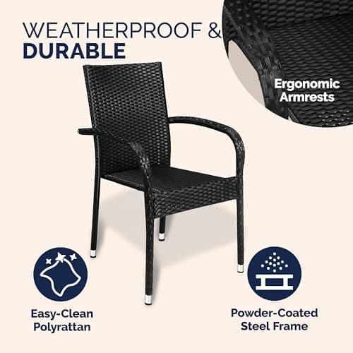 CASARIA® Garden Chairs Set of 4, Stackable Rattan Outdoor Dining Chairs — view 5