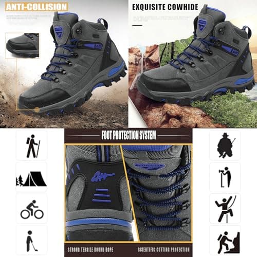 VLOOKST Hiking Boots Mens Outdoor Non-Slip Lace-up Walking Trekking Shoes Sneaker for Climbing Backpacking Camping,8019 Purple,5 UK — view 6