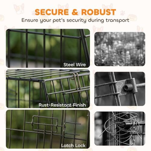 PawHut 35"(90 cm) Car Dog Crate Slanted Collapsible 90L x 58W x 69H cm — view 6