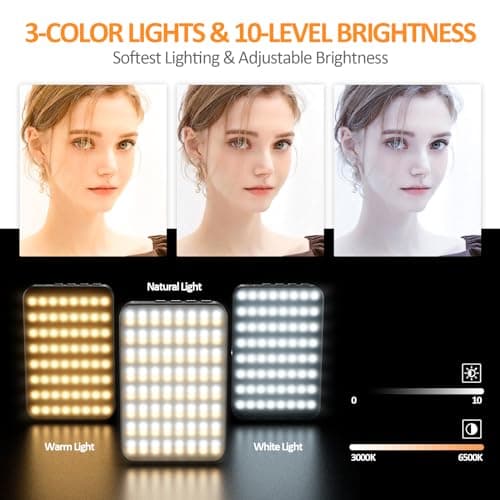 128 LED Rechargeable Portable Selfie Light Video Conference Lighting with Clip and Camera Tripod Adapter, 3 Lighting Modes, for Laptop/Phone, iPhone Camera, Youtube, TikTok, Makeup Vlog — view 2