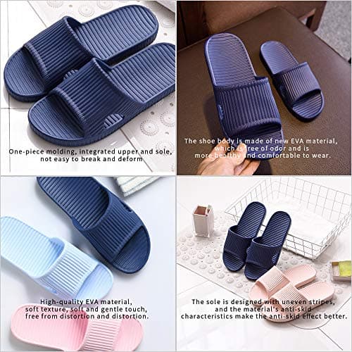 JoWebb Unisex Slippers for Women/Men, Light Weight Flat Slide Sandals Shower Sandals Flip Flops for Indoor Garden Bathroom Poolside M-Blue — view 4