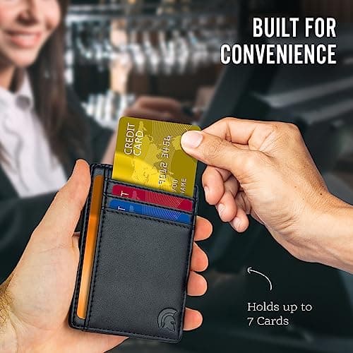 POWR Mens Wallet, Slim Wallet RFID Blocking Minimalist Credit Card Holder, Holds up to 7 Cards and Bank Notes, Ideal for Travel — view 2