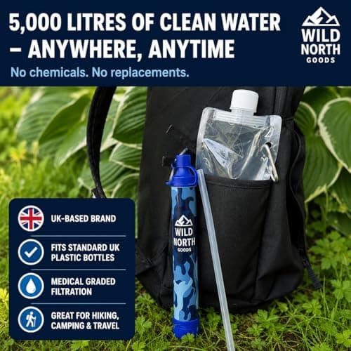 Wild North Goods Water Filter Straw with Bottle, Portable Camping Water Filter & Survival Water Purifier for Hiking, Travel, Fishing, Backpacking & Emergency Kit — view 6