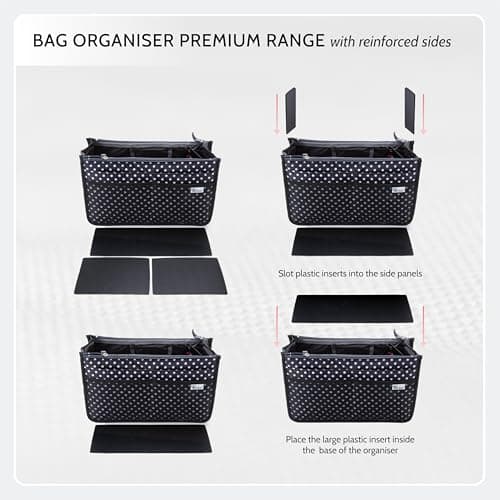 Periea 'Chelsy' Premium Handbag Organiser Insert: Structured Travel Pouch for Tote Bag, Purse Insert for Efficient Bag Organisation - Small, Leopard Silver — view 5