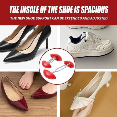 Ignara 4pcs Adjustable Shoe Width Stretchers for Women Shoes Widener Extender Mini Shoe Trees Shape Holder Achieve Fit for Stretching Shoes High Heels Sandals Leather Relieve Tightness Red — view 5