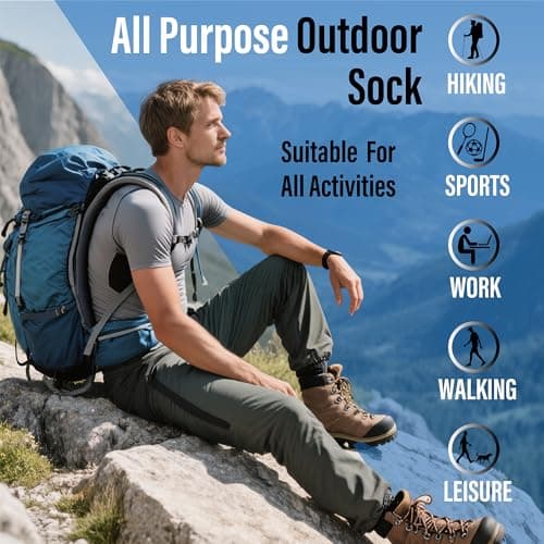 The Essentials Wardrobe 6PK Mens Thermal/Outdoor Socks - UK 6-11/EU 39-45 - Black — view 4